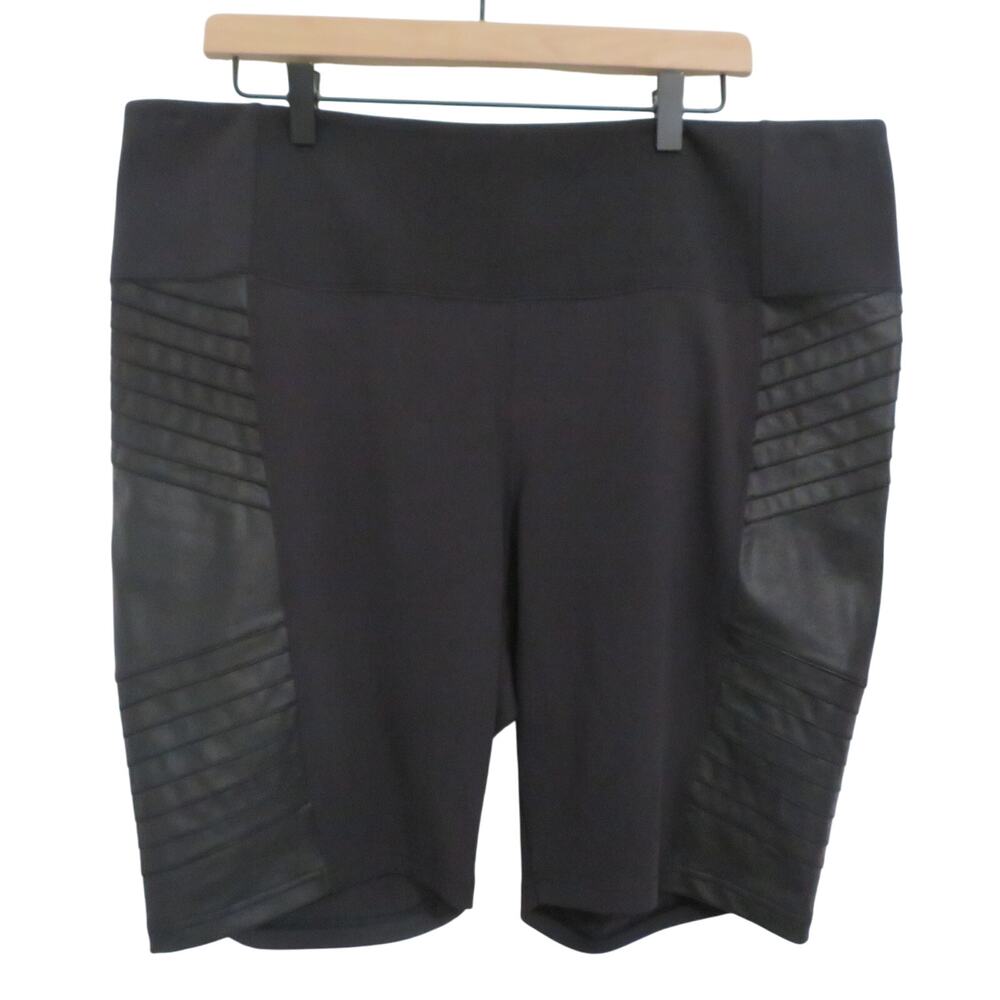 Athleta Womens 2X Black Delancey Gleam Moto Short High Waist Shorts